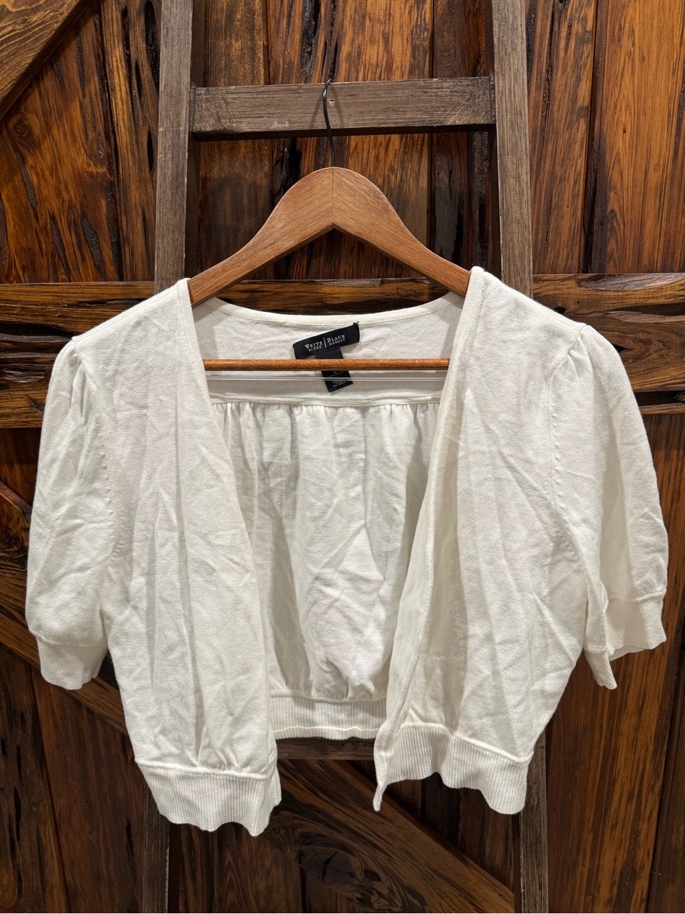 White House Black Market Cream Open-Front Short Cardigan